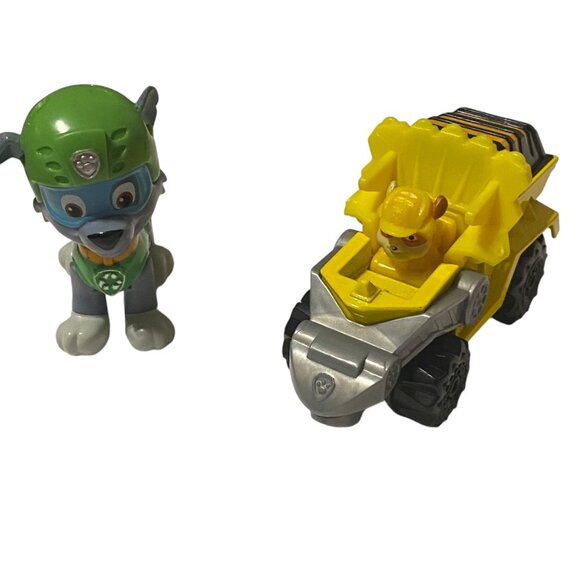 Paw Patrol Rocky & Rubble Figures Construction Vehicle Toy Lot of 2 Durable - Picture 1 of 13